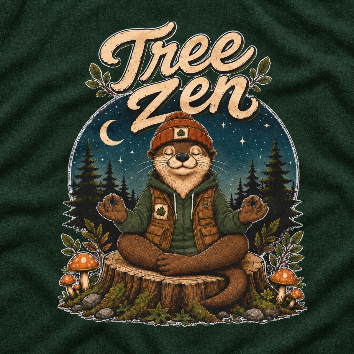 Tree Zen with Nighttime background Otto and Echo Long Sleeve T-Shirt