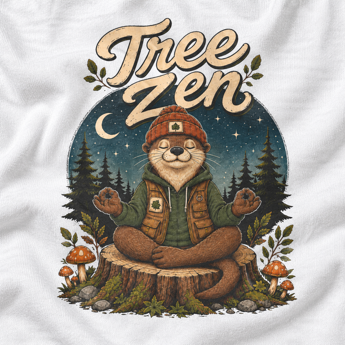 Tree Zen with Nighttime background Otto and Echo Long Sleeve T-Shirt