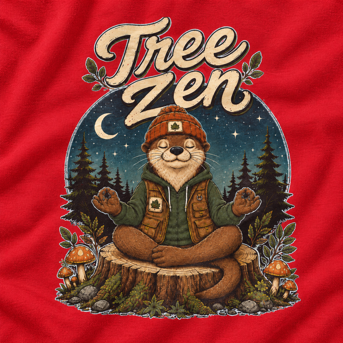 Tree Zen with Nighttime background Otto and Echo Long Sleeve T-Shirt