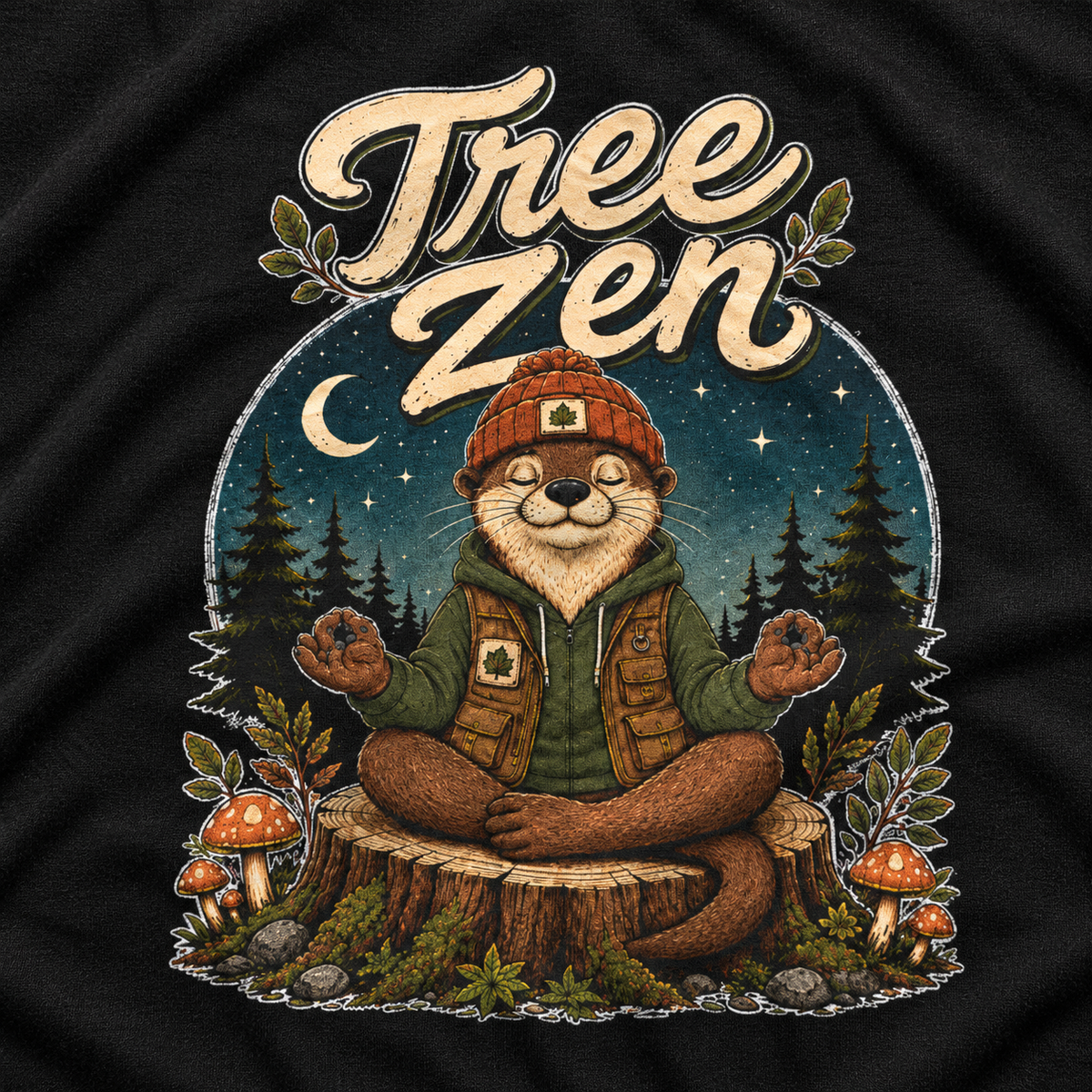 Tree Zen with Nighttime background Otto and Echo Long Sleeve T-Shirt