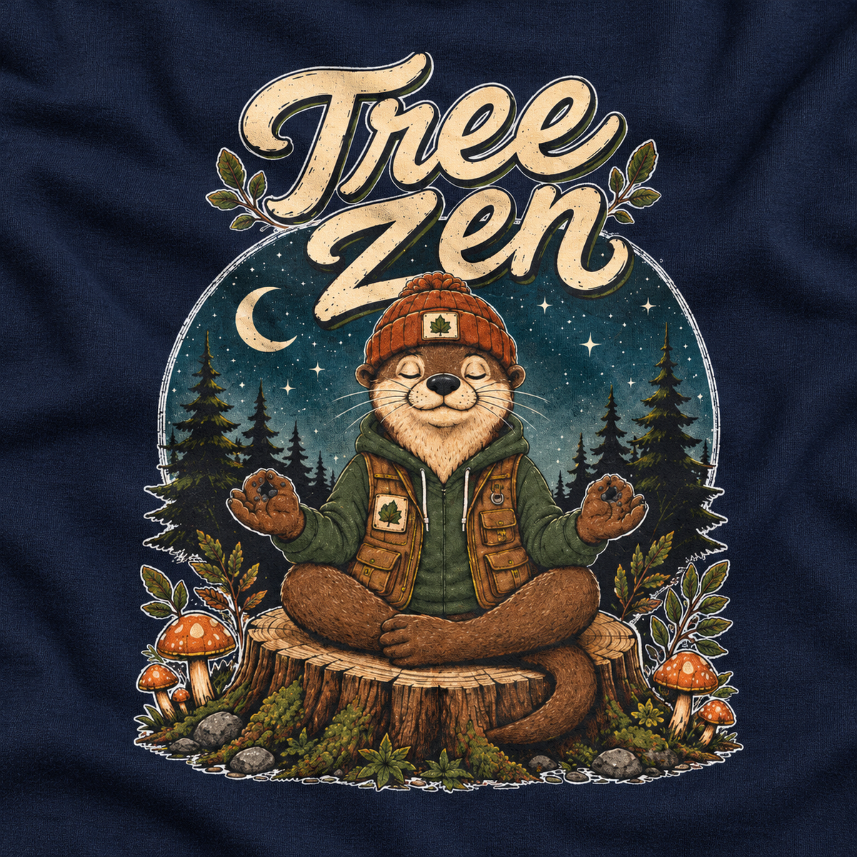 Tree Zen with Nighttime background Otto and Echo Long Sleeve T-Shirt