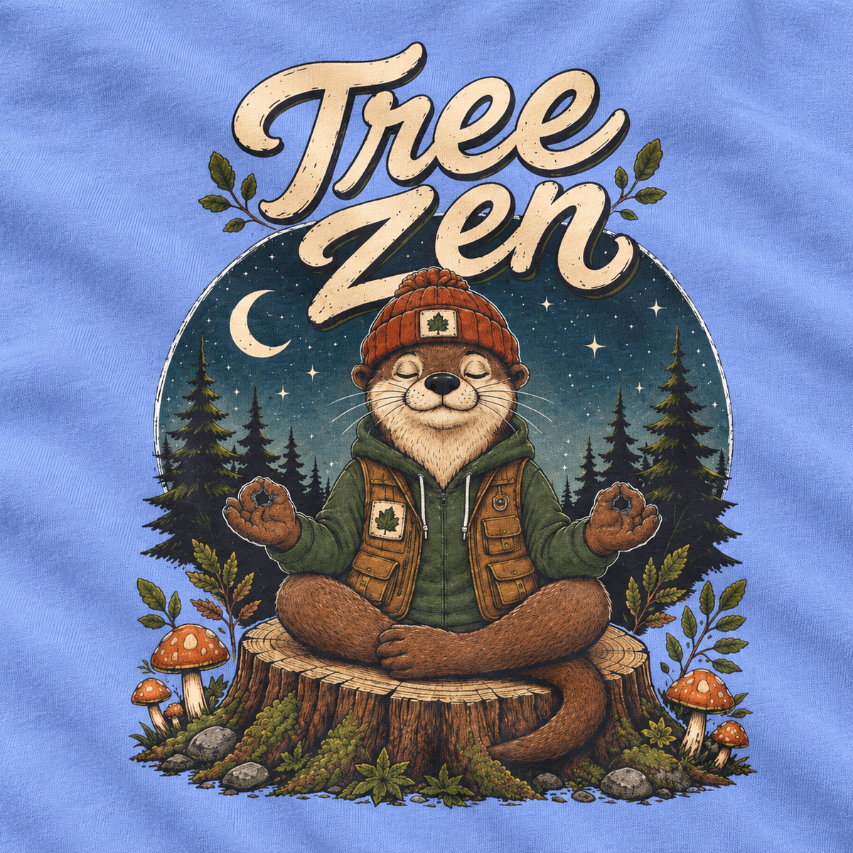 Tree Zen with Nighttime background Otto and Echo Long Sleeve T-Shirt