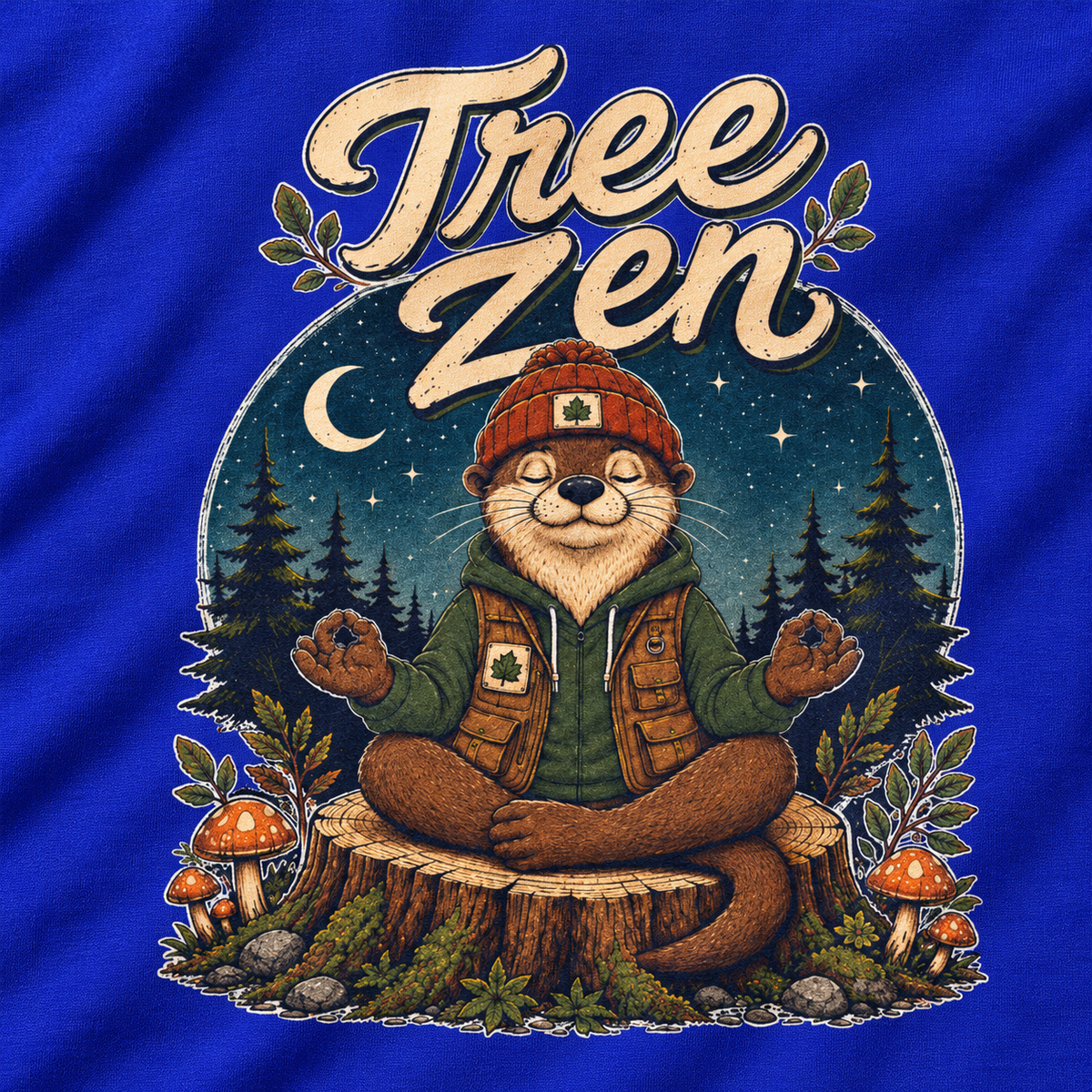 Tree Zen with Nighttime background Otto and Echo Long Sleeve T-Shirt