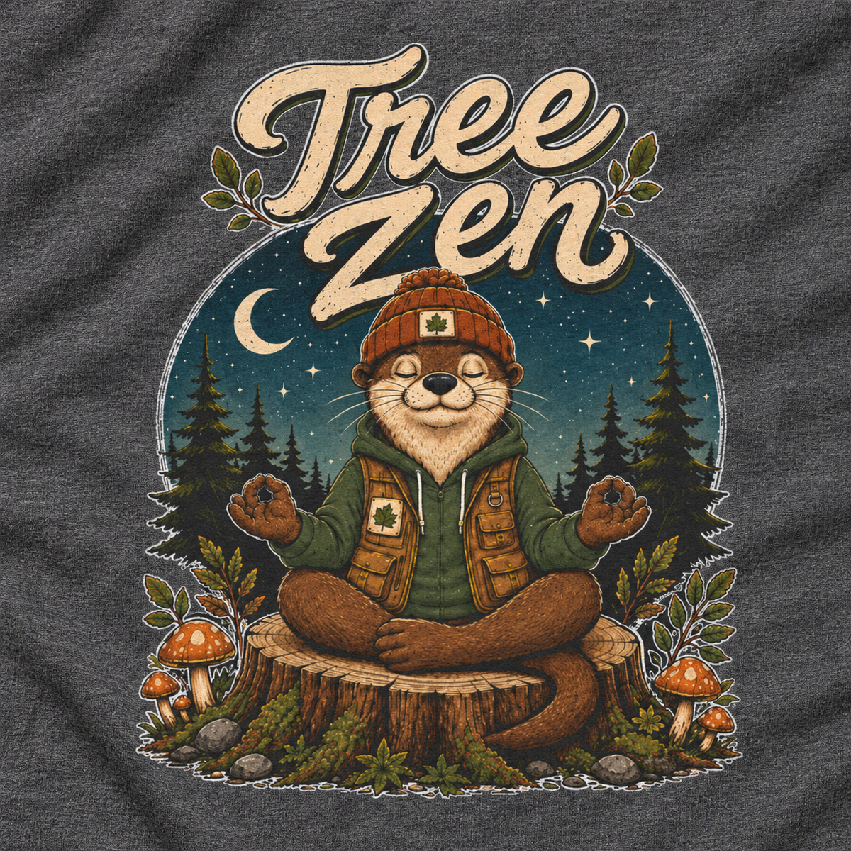 Tree Zen with Nighttime background Otto and Echo Long Sleeve T-Shirt