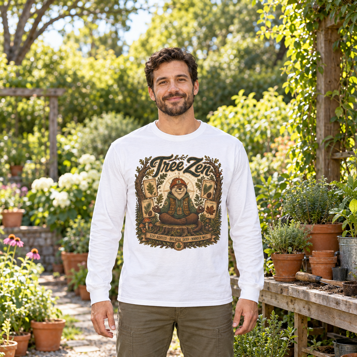 Tree Zen with Plant Labels Otto and Echo Long Sleeve T-Shirt