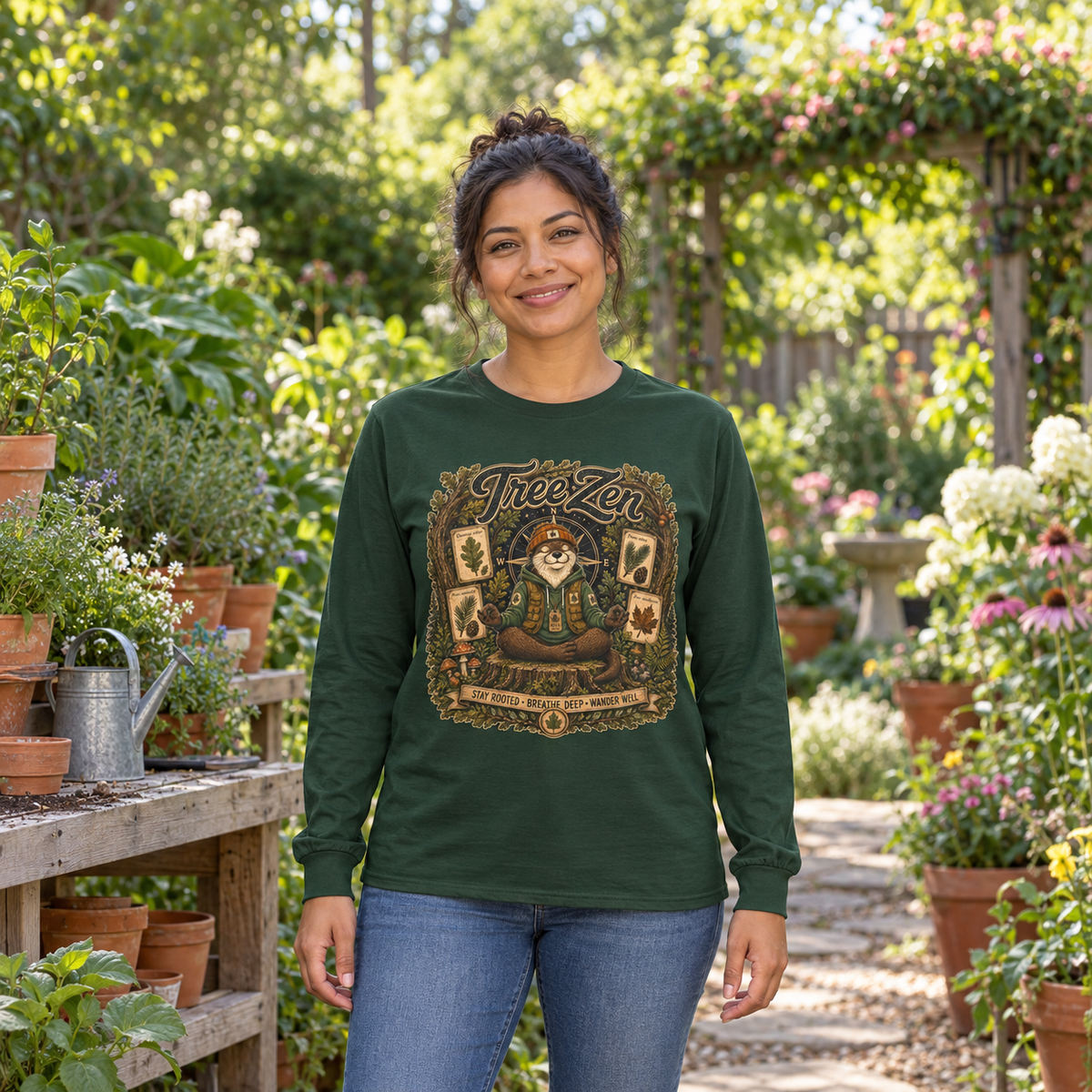 Tree Zen with Plant Labels Otto and Echo Long Sleeve T-Shirt