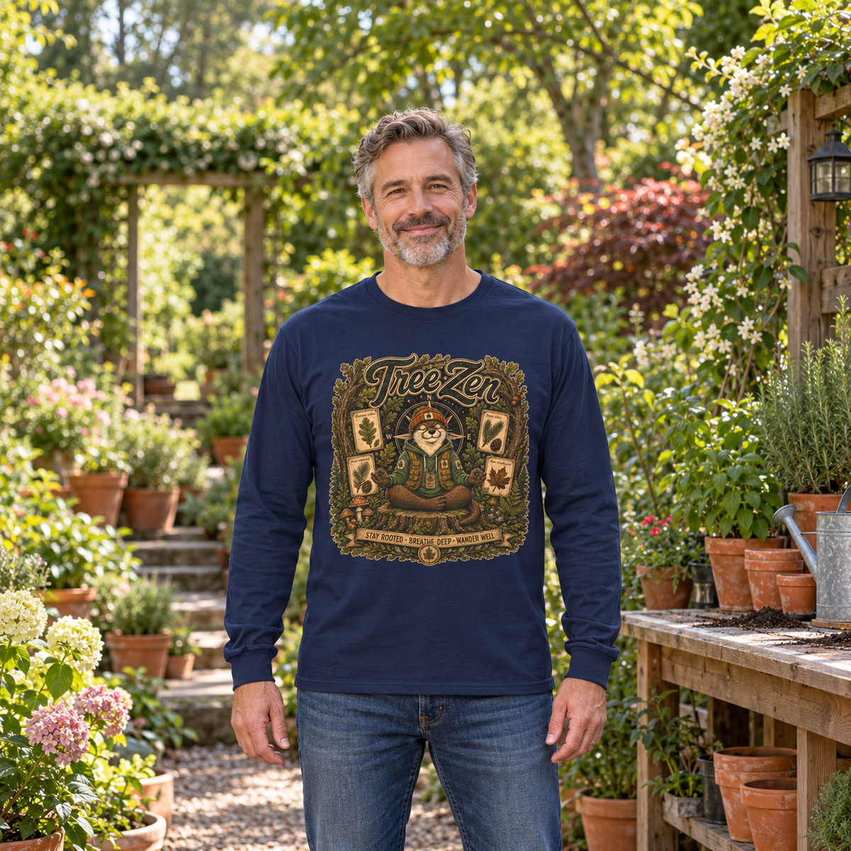 Tree Zen with Plant Labels Otto and Echo Long Sleeve T-Shirt