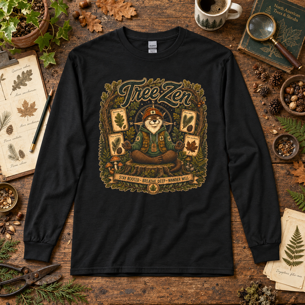Tree Zen with Plant Labels Otto and Echo Long Sleeve T-Shirt