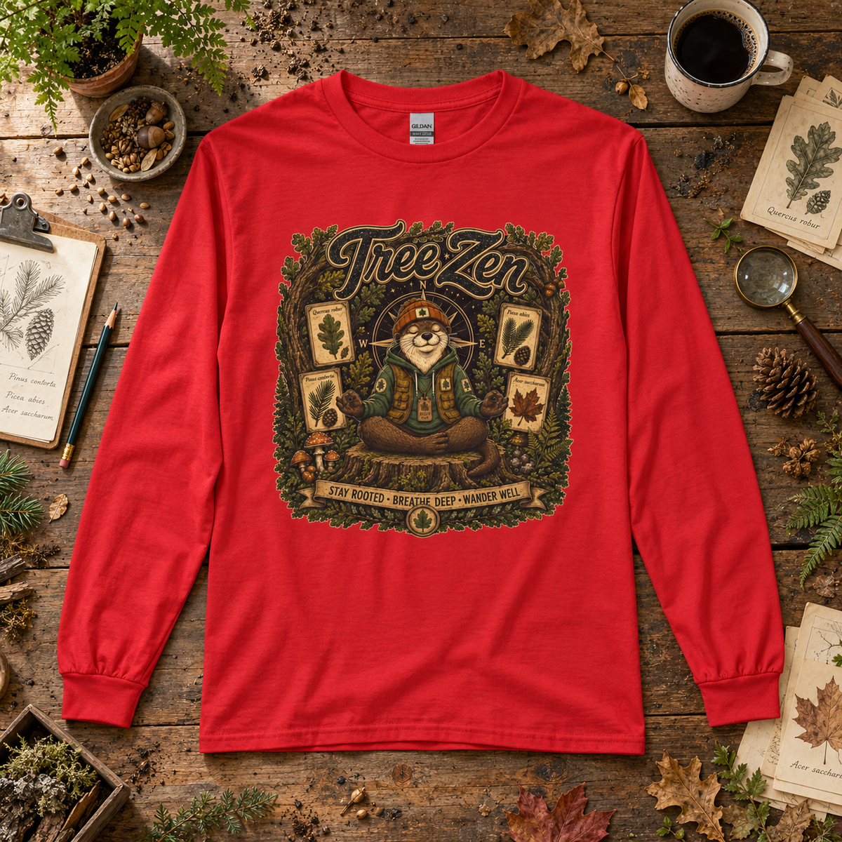 Tree Zen with Plant Labels Otto and Echo Long Sleeve T-Shirt