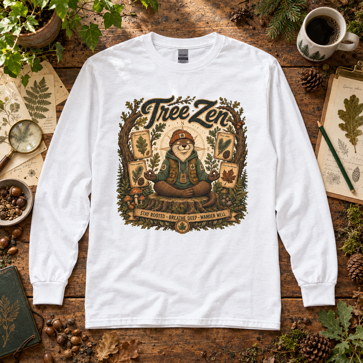 Tree Zen with Plant Labels Otto and Echo Long Sleeve T-Shirt