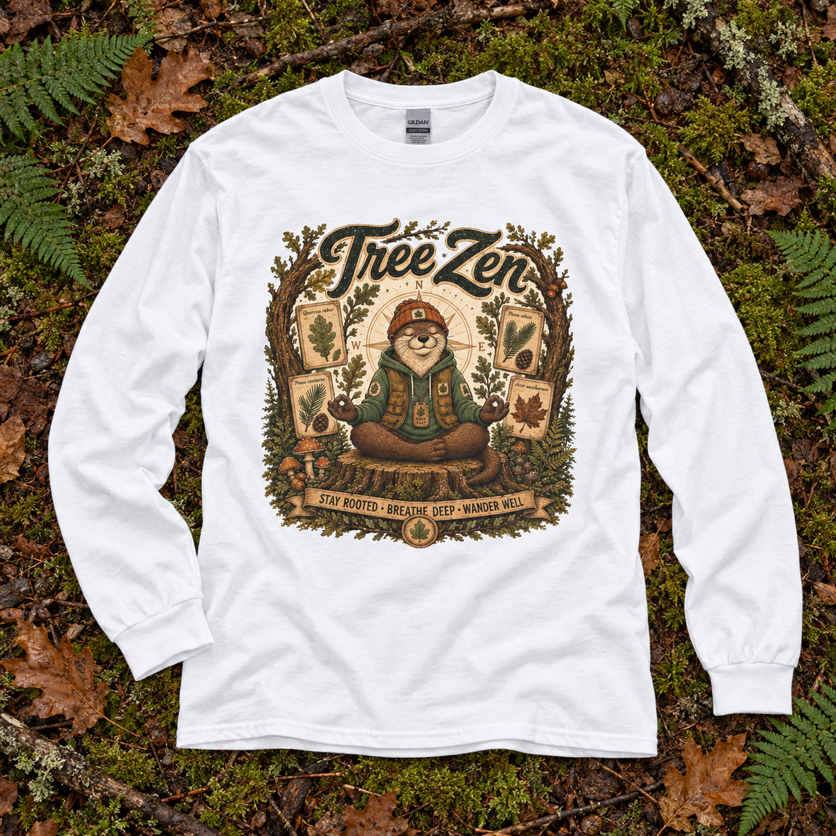 Tree Zen with Plant Labels Otto and Echo Long Sleeve T-Shirt