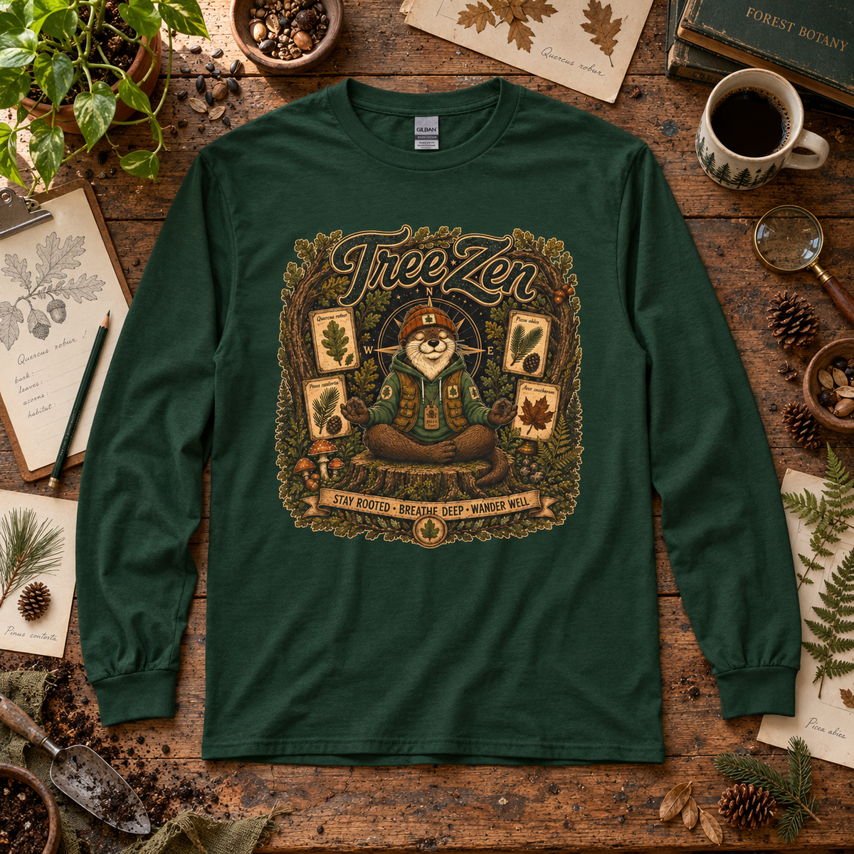 Tree Zen with Plant Labels Otto and Echo Long Sleeve T-Shirt