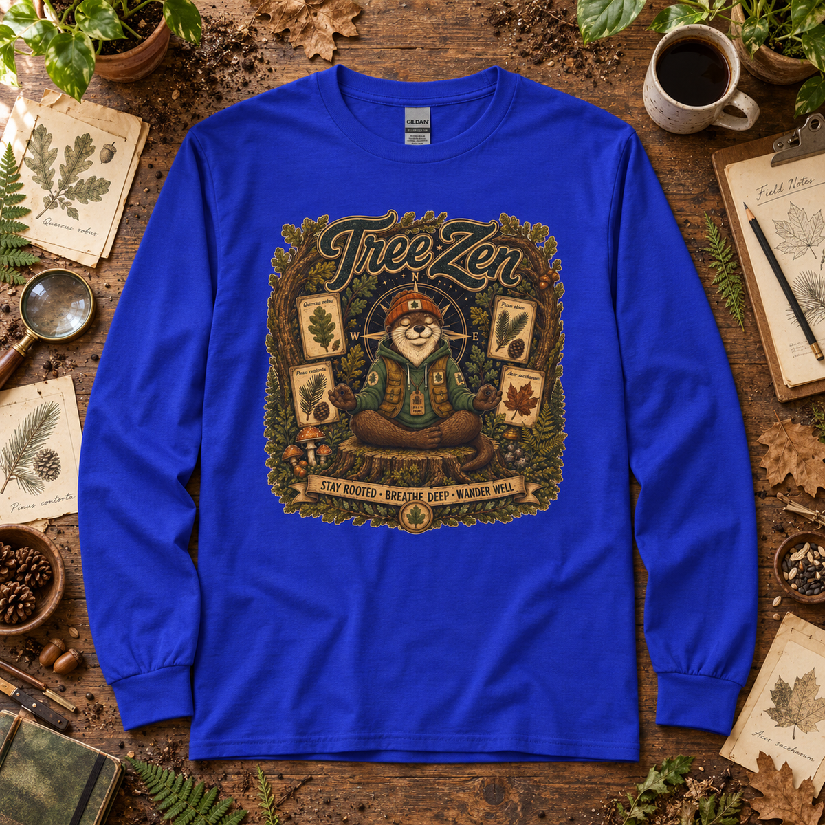 Tree Zen with Plant Labels Otto and Echo Long Sleeve T-Shirt