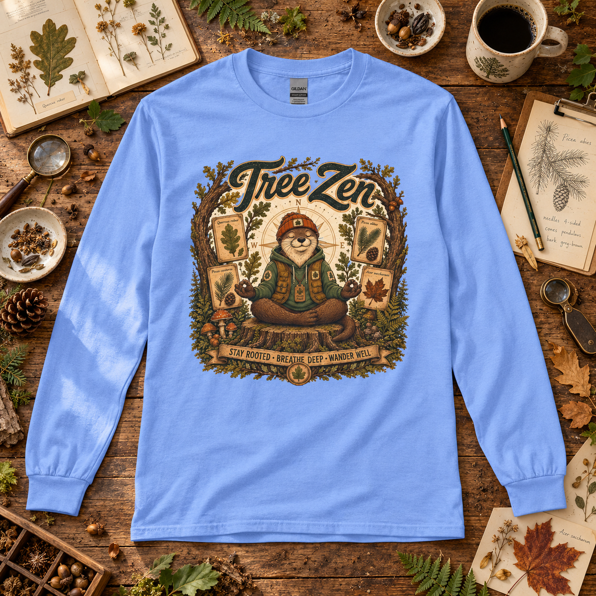 Tree Zen with Plant Labels Otto and Echo Long Sleeve T-Shirt