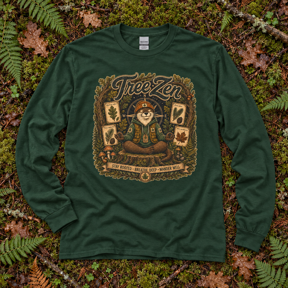 Tree Zen with Plant Labels Otto and Echo Long Sleeve T-Shirt