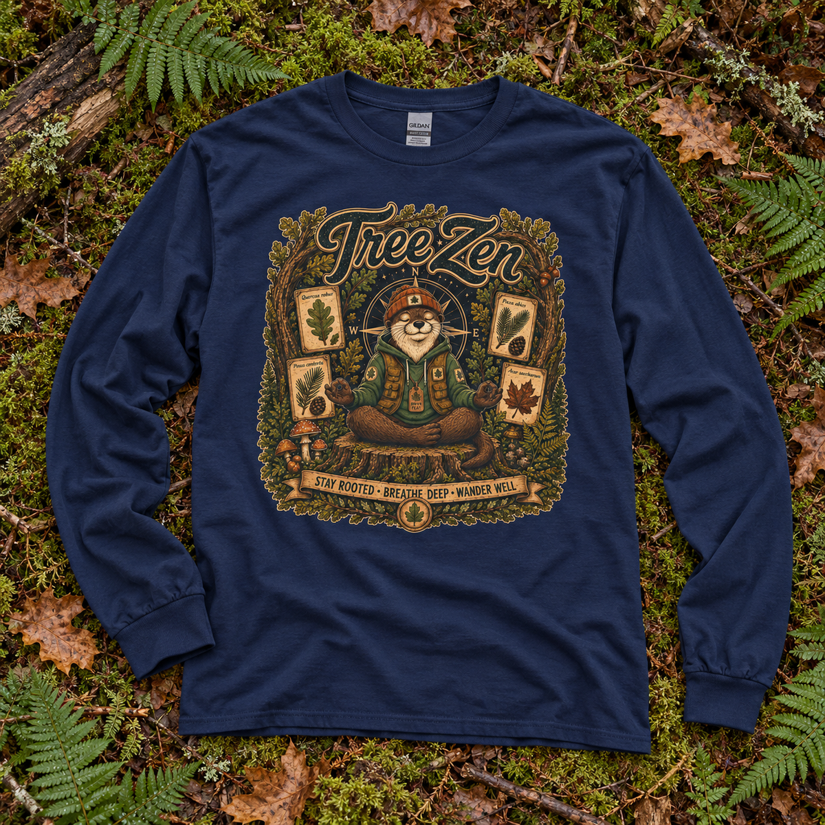 Tree Zen with Plant Labels Otto and Echo Long Sleeve T-Shirt