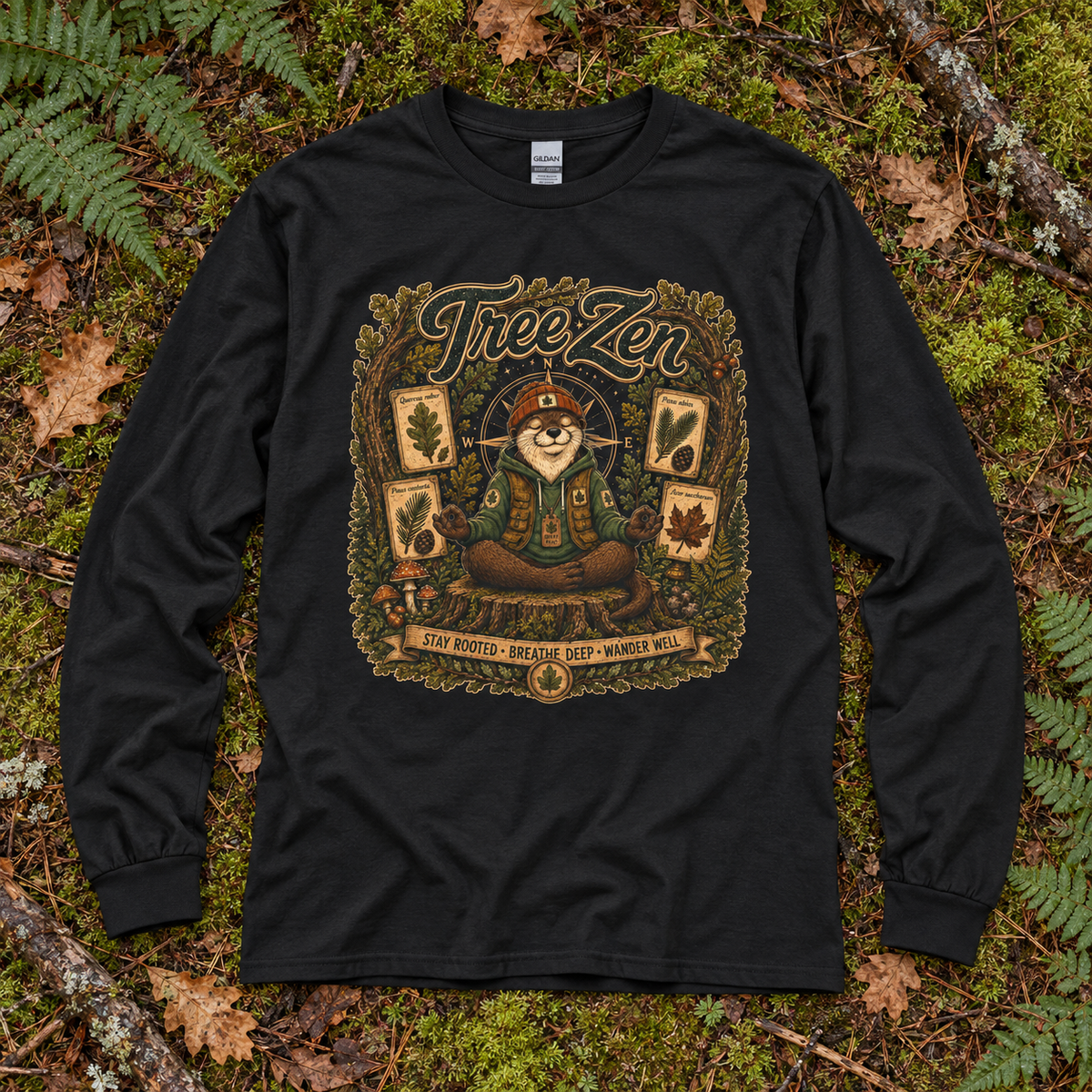 Tree Zen with Plant Labels Otto and Echo Long Sleeve T-Shirt