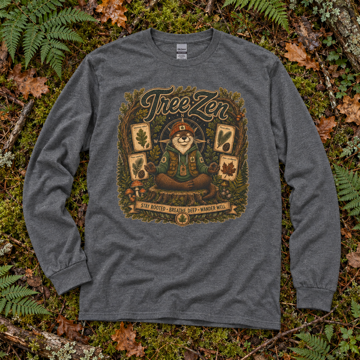 Tree Zen with Plant Labels Otto and Echo Long Sleeve T-Shirt