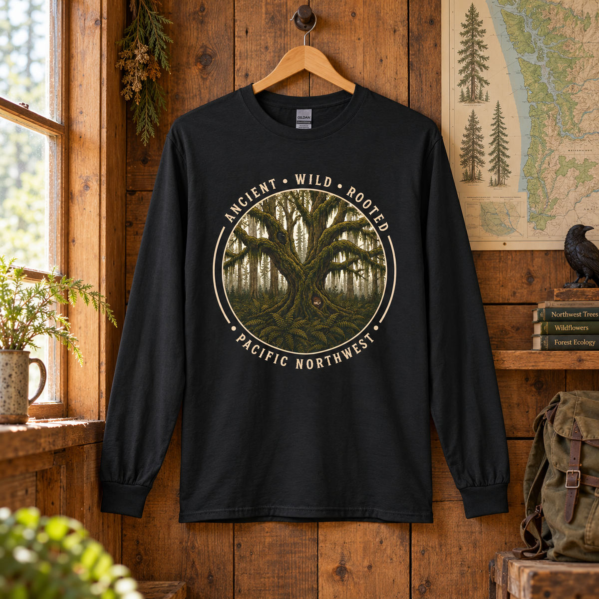 Pacific Northwest, Ancient, Wild, Rooted Long Sleeve T-Shirt