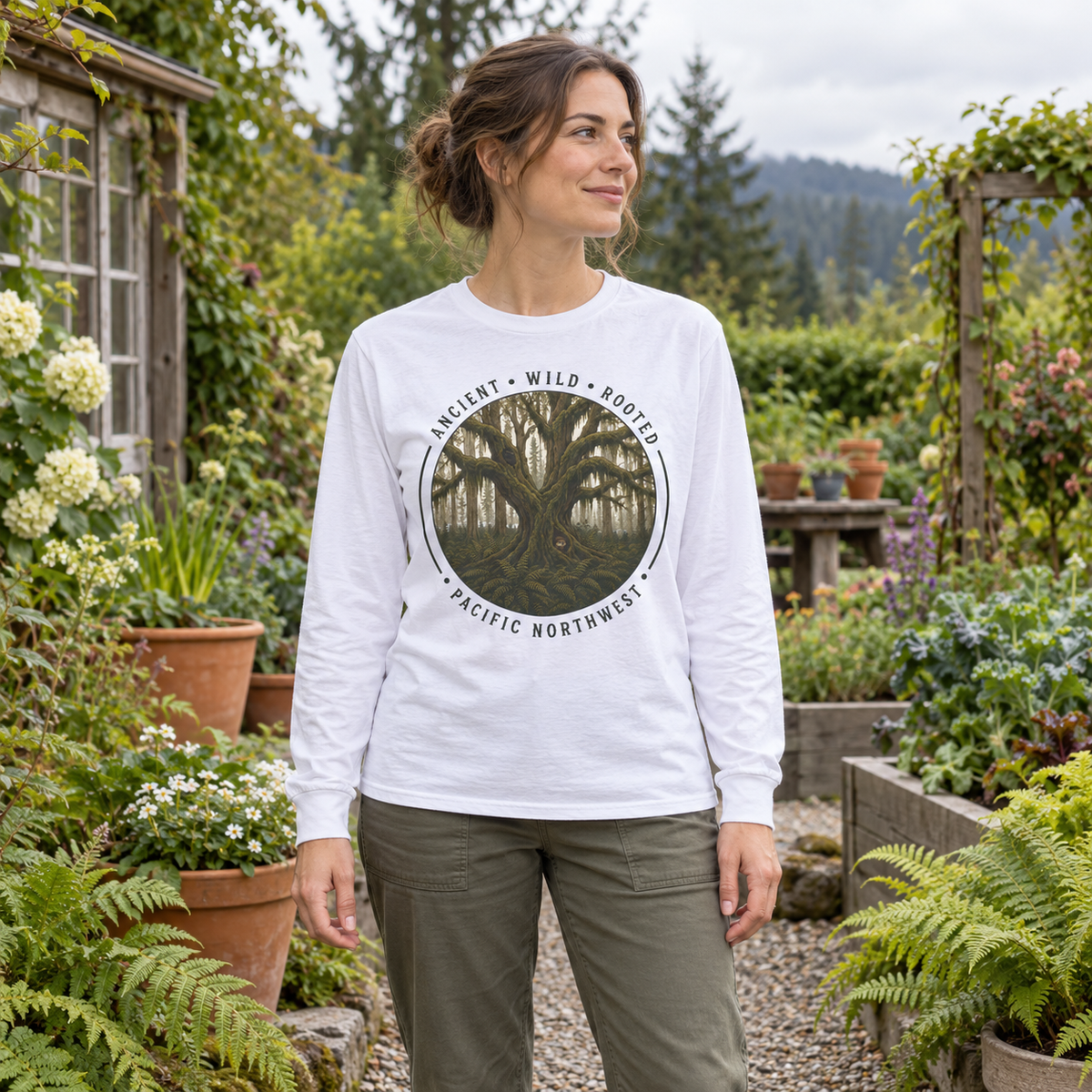 Pacific Northwest, Ancient, Wild, Rooted Long Sleeve T-Shirt