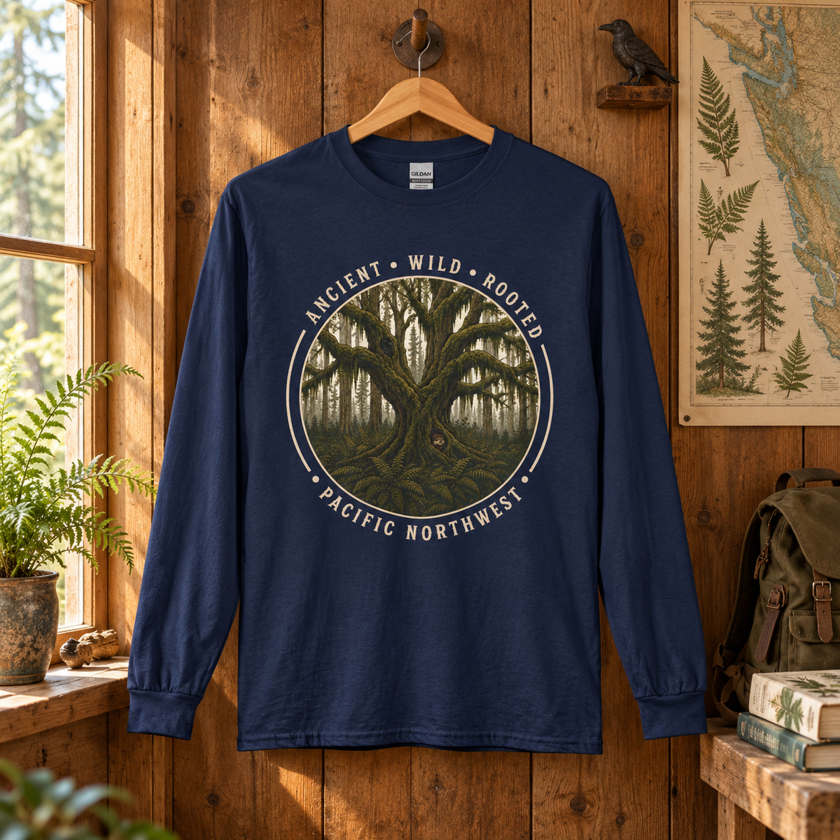 Pacific Northwest, Ancient, Wild, Rooted Long Sleeve T-Shirt