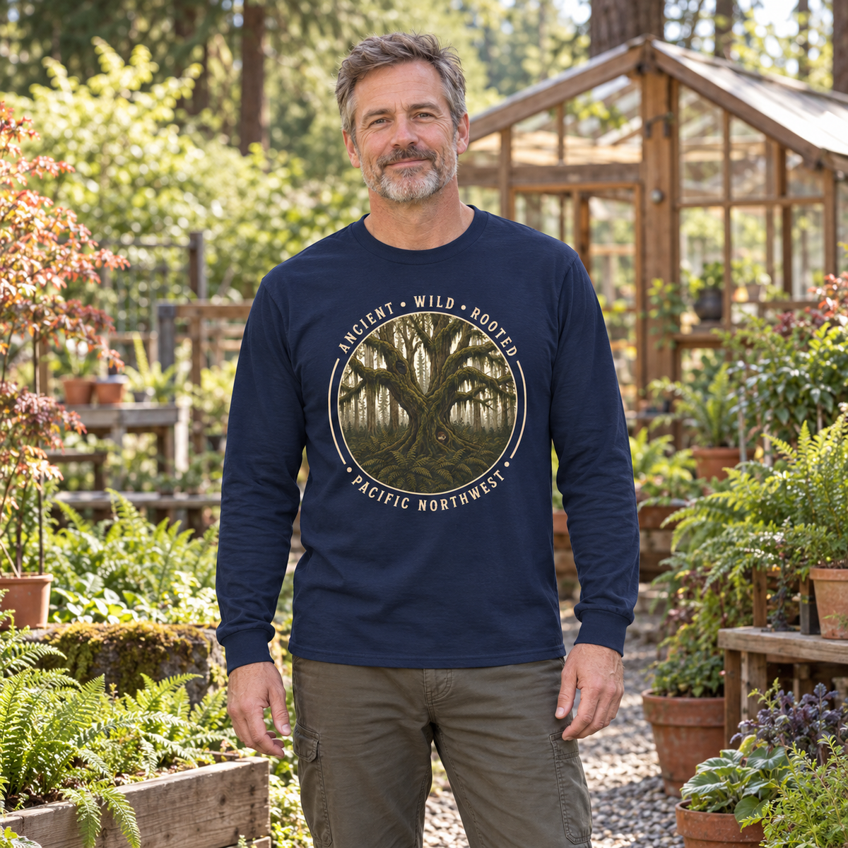 Pacific Northwest, Ancient, Wild, Rooted Long Sleeve T-Shirt