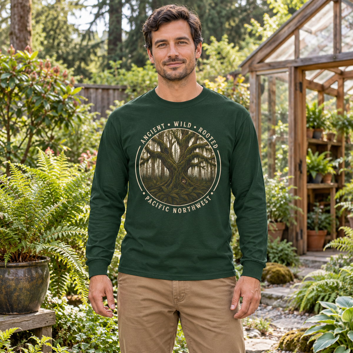 Pacific Northwest, Ancient, Wild, Rooted Long Sleeve T-Shirt