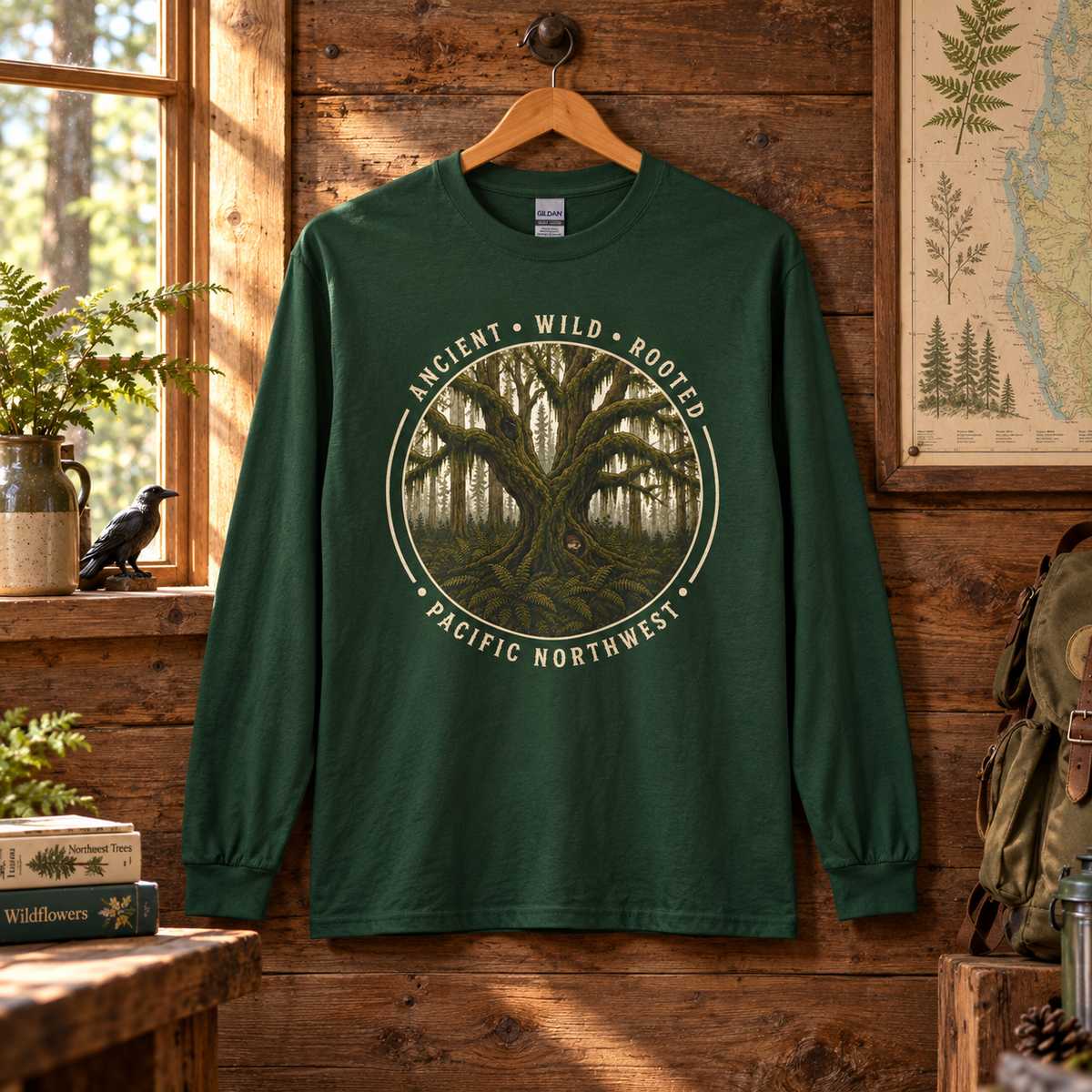 Pacific Northwest, Ancient, Wild, Rooted Long Sleeve T-Shirt