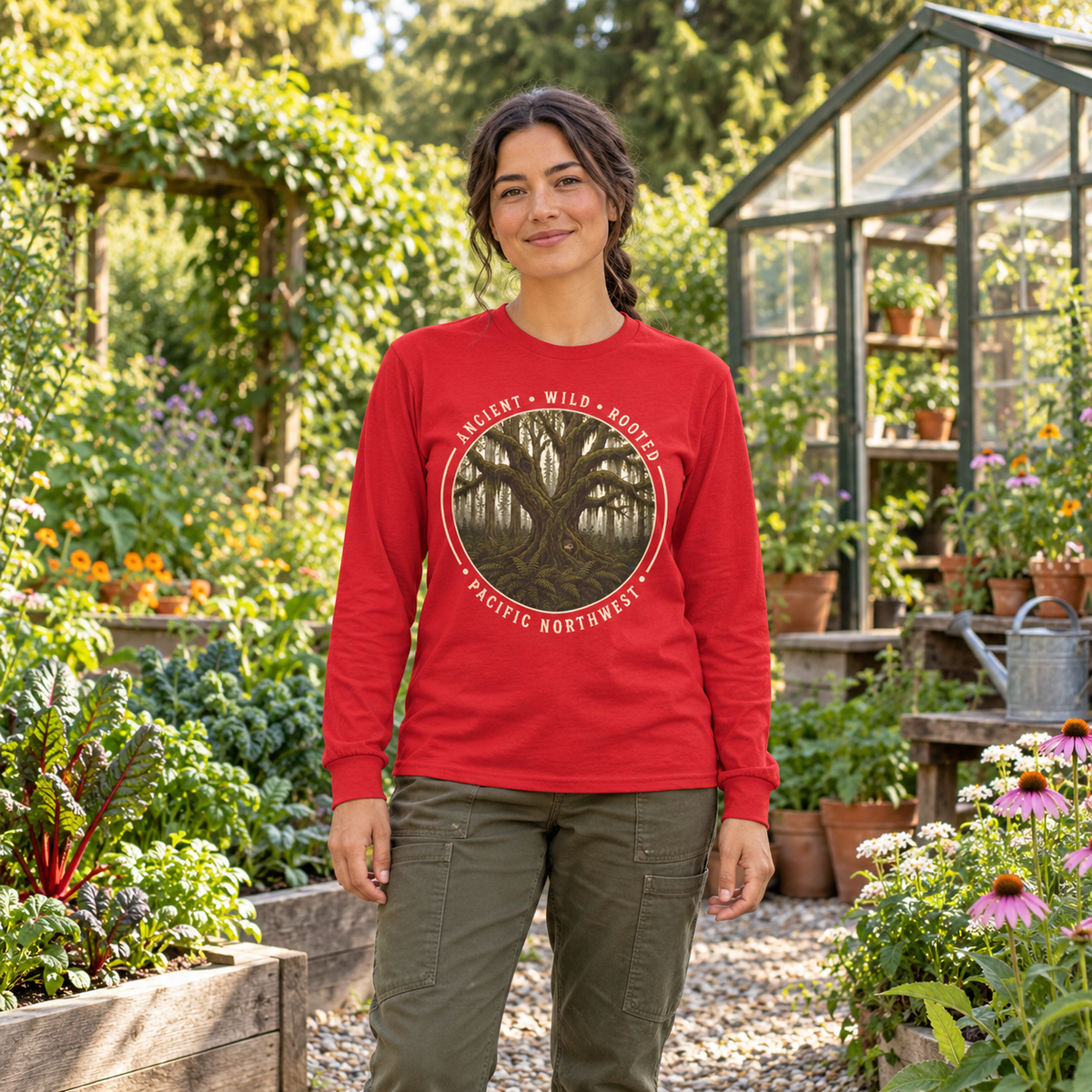Pacific Northwest, Ancient, Wild, Rooted Long Sleeve T-Shirt