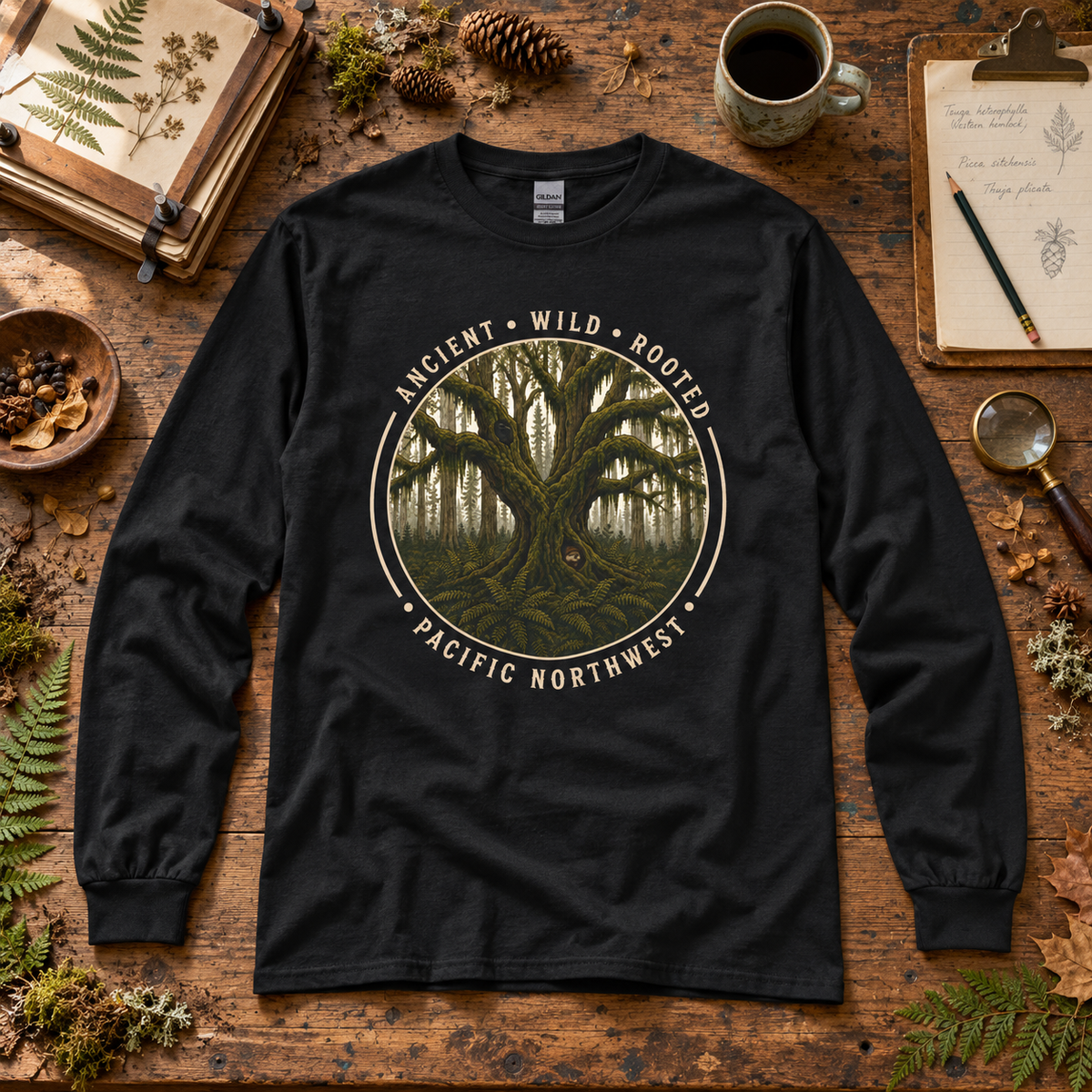 Pacific Northwest, Ancient, Wild, Rooted Long Sleeve T-Shirt