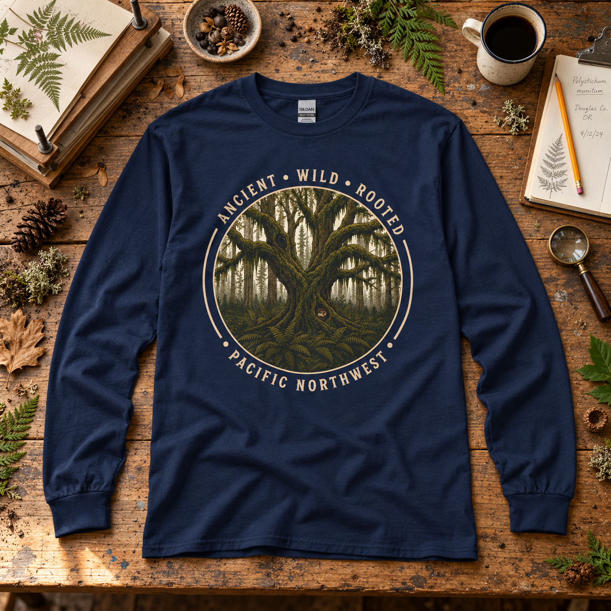 Pacific Northwest, Ancient, Wild, Rooted Long Sleeve T-Shirt