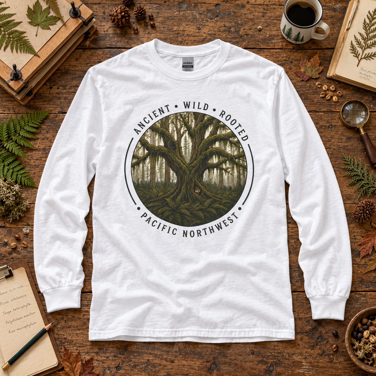 Pacific Northwest, Ancient, Wild, Rooted Long Sleeve T-Shirt