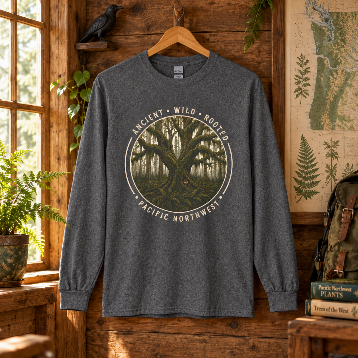 Pacific Northwest, Ancient, Wild, Rooted Long Sleeve T-Shirt