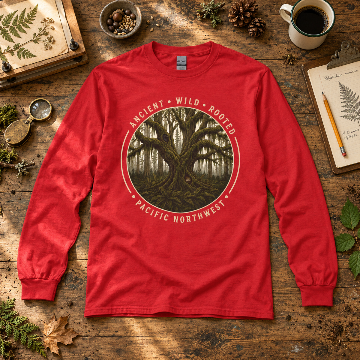 Pacific Northwest, Ancient, Wild, Rooted Long Sleeve T-Shirt