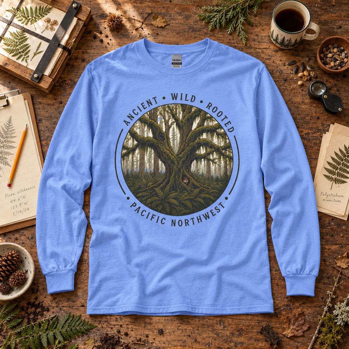 Pacific Northwest, Ancient, Wild, Rooted Long Sleeve T-Shirt