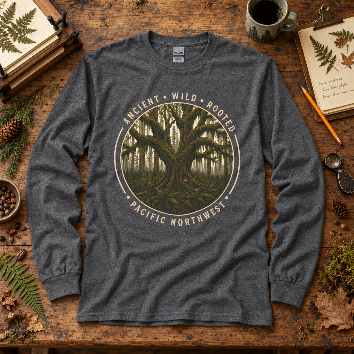 Pacific Northwest, Ancient, Wild, Rooted Long Sleeve T-Shirt