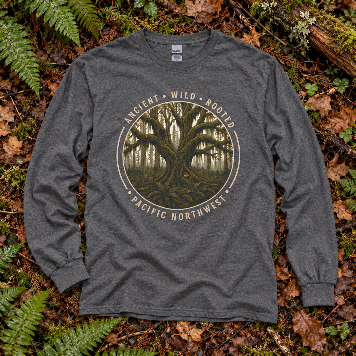 Pacific Northwest, Ancient, Wild, Rooted Long Sleeve T-Shirt