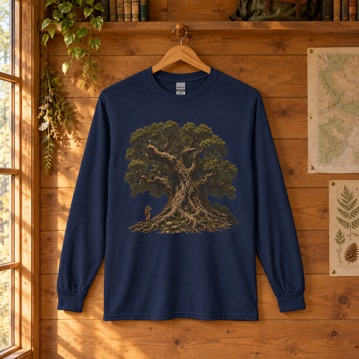 Giant Tree, Little Man Version 2 Long Sleeve T-Shirt