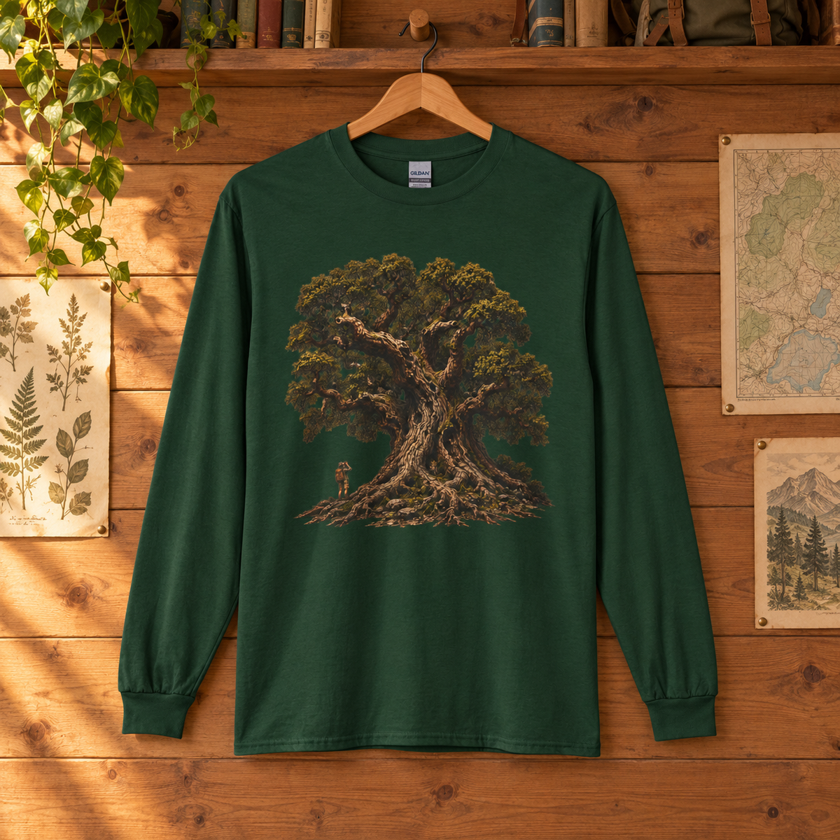Giant Tree, Little Man Version 2 Long Sleeve T-Shirt