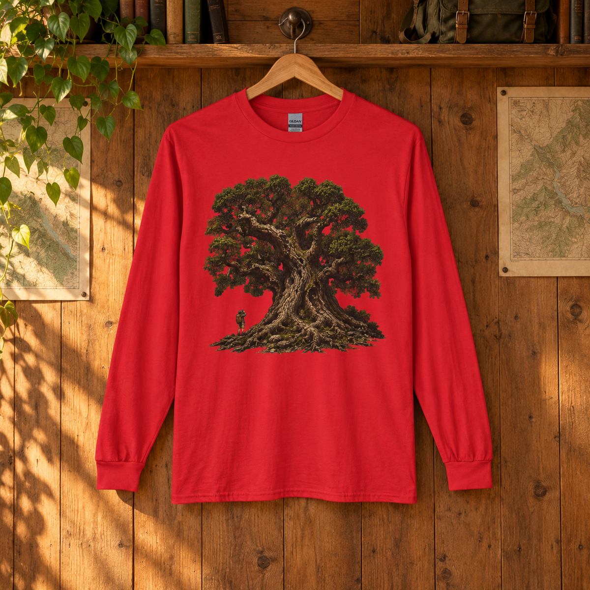 Giant Tree, Little Man Version 2 Long Sleeve T-Shirt