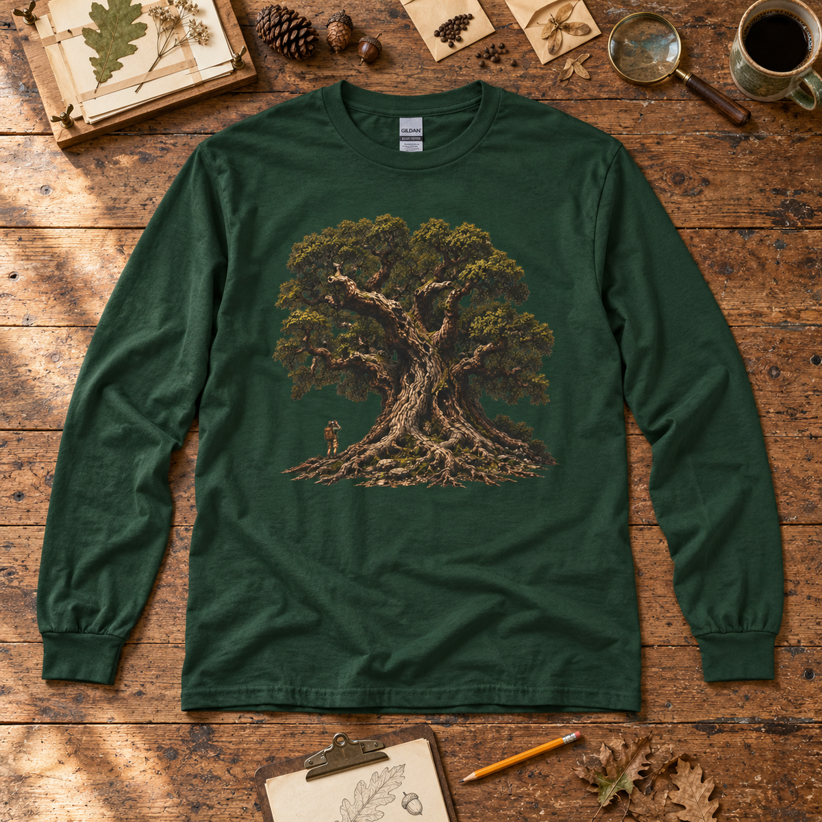 Giant Tree, Little Man Version 2 Long Sleeve T-Shirt