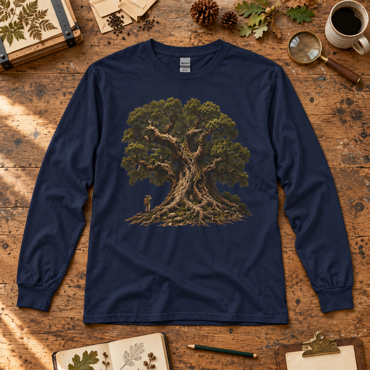 Giant Tree, Little Man Version 2 Long Sleeve T-Shirt