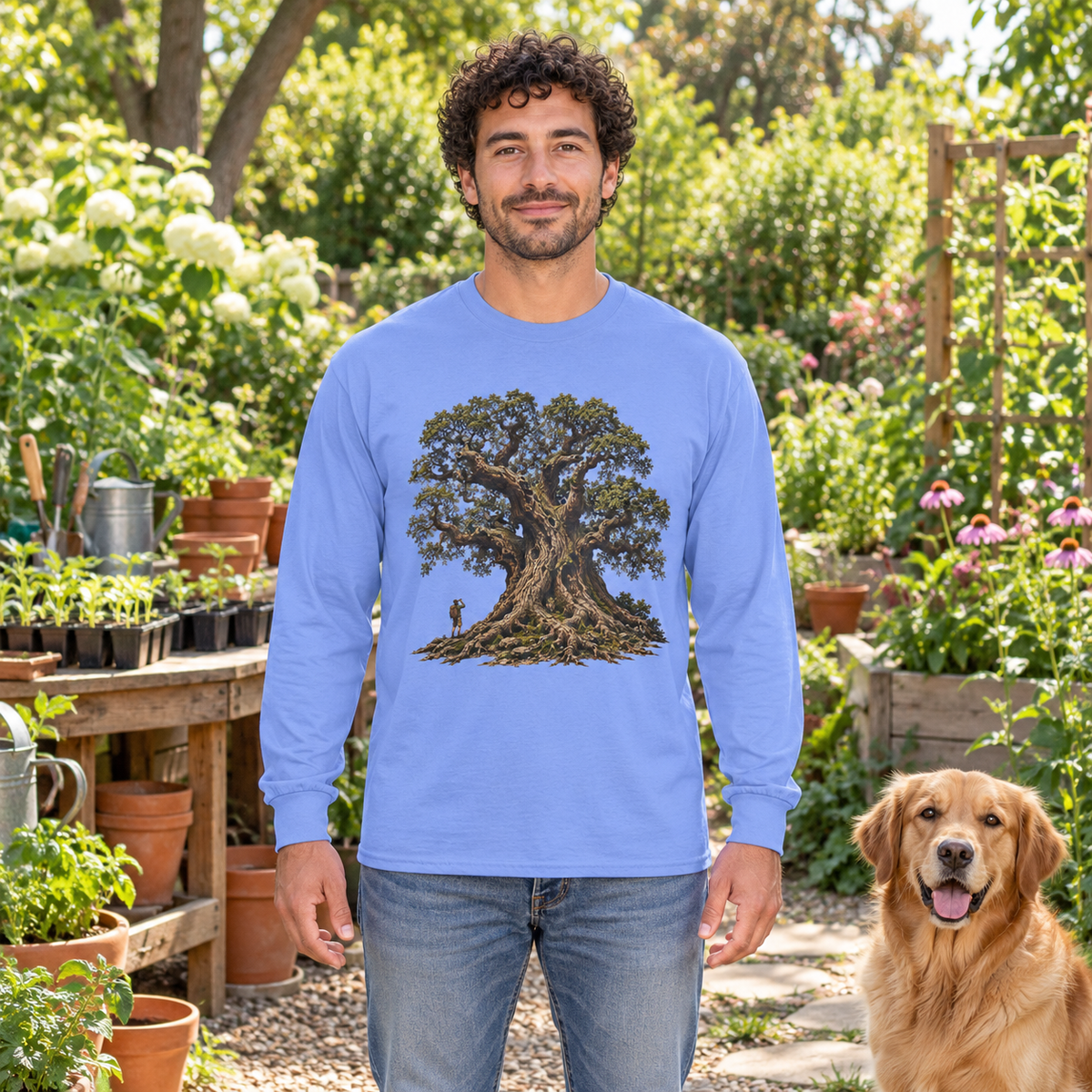 Giant Tree, Little Man Version 2 Long Sleeve T-Shirt