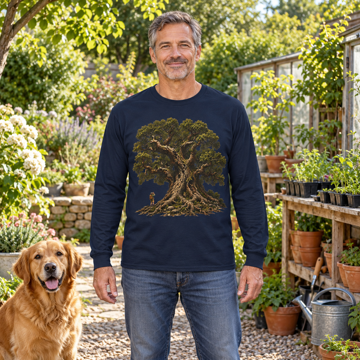 Giant Tree, Little Man Version 2 Long Sleeve T-Shirt