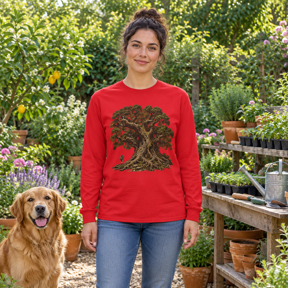 Giant Tree, Little Man Version 2 Long Sleeve T-Shirt