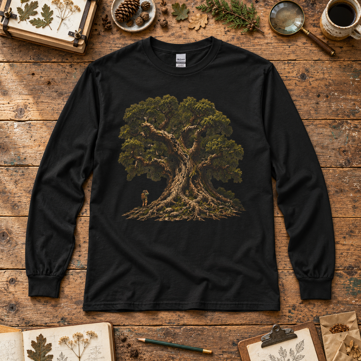 Giant Tree, Little Man Version 2 Long Sleeve T-Shirt