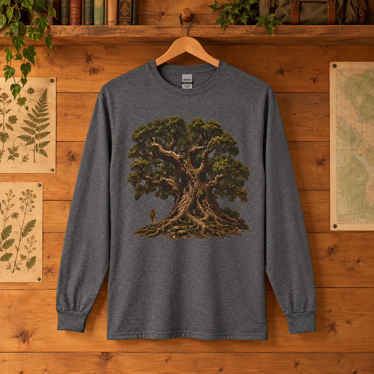 Giant Tree, Little Man Version 2 Long Sleeve T-Shirt