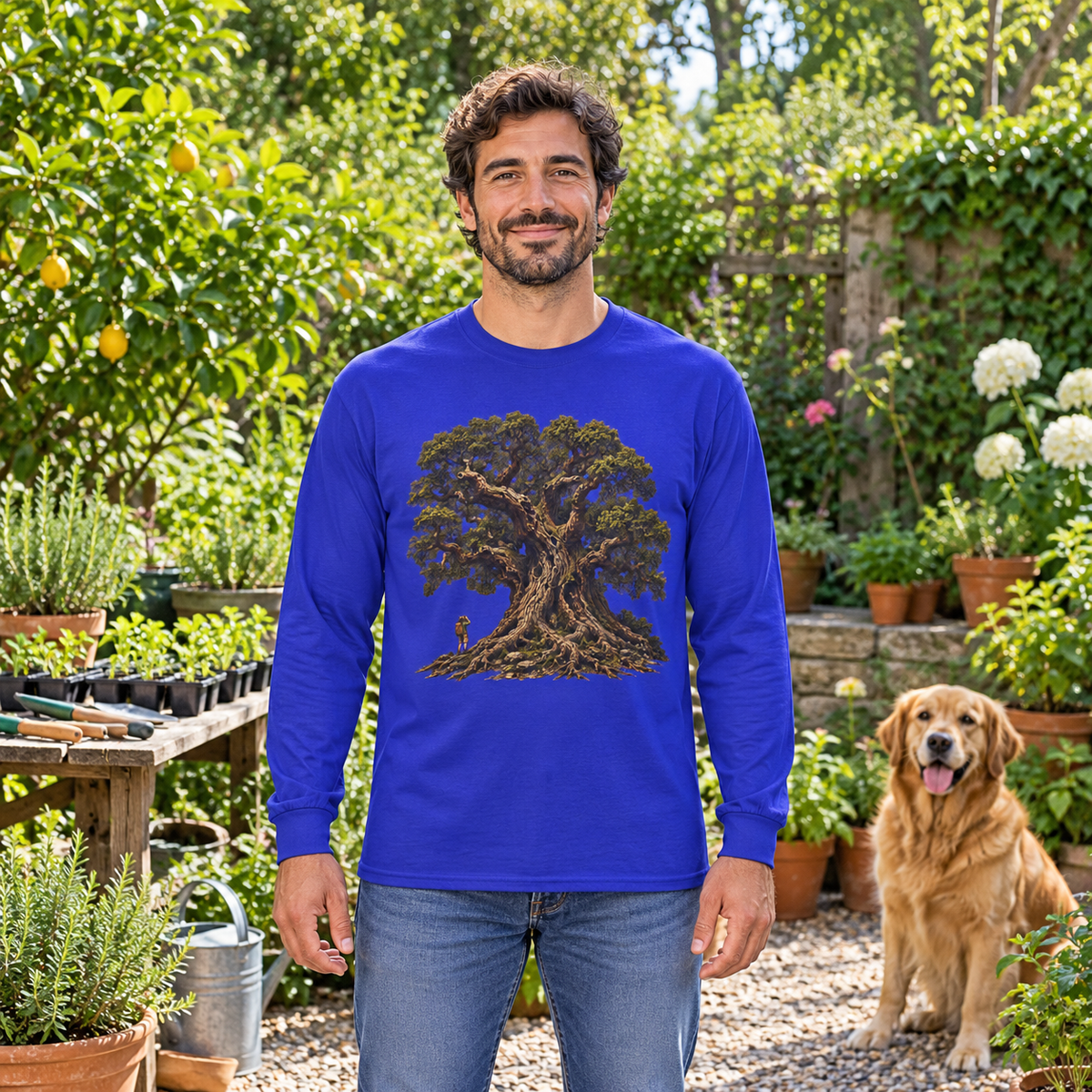 Giant Tree, Little Man Version 2 Long Sleeve T-Shirt
