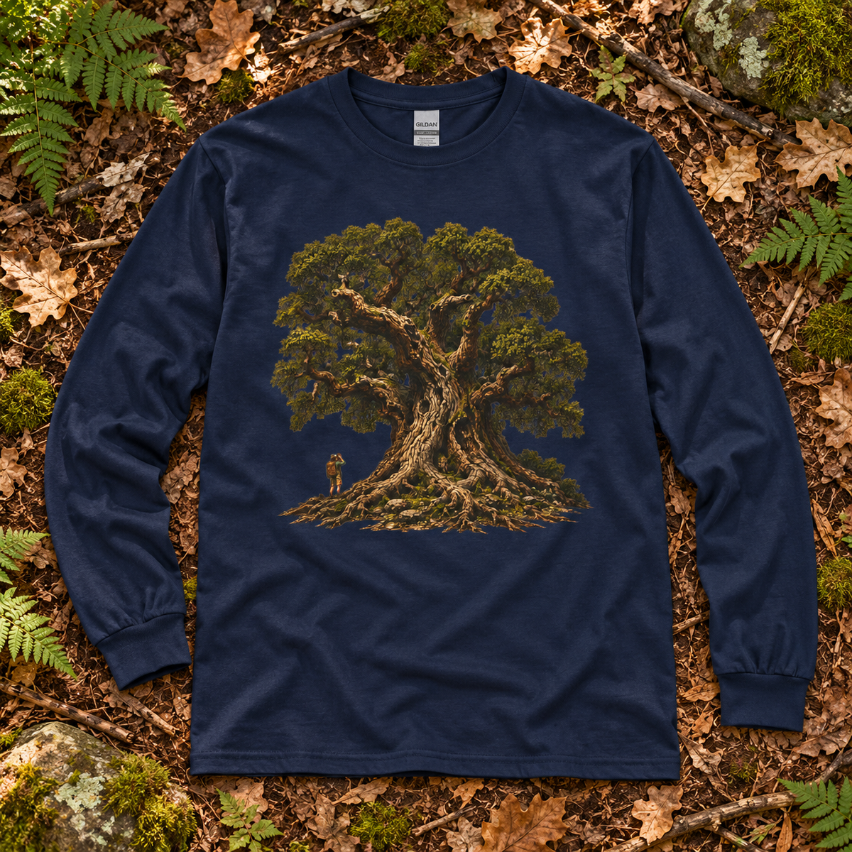 Giant Tree, Little Man Version 2 Long Sleeve T-Shirt