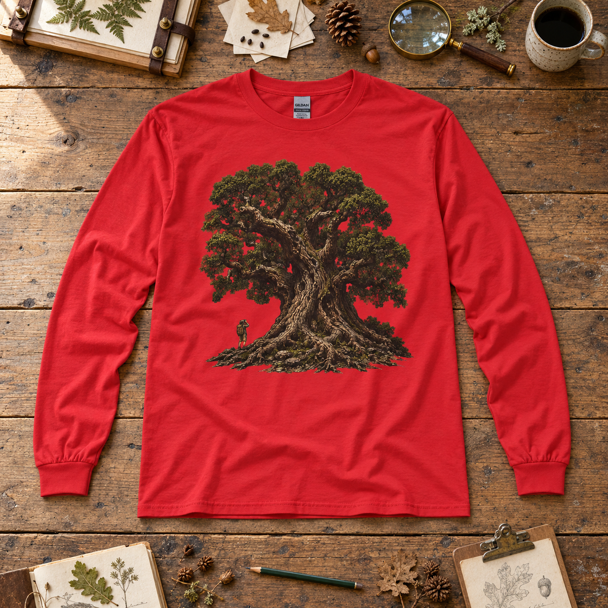 Giant Tree, Little Man Version 2 Long Sleeve T-Shirt